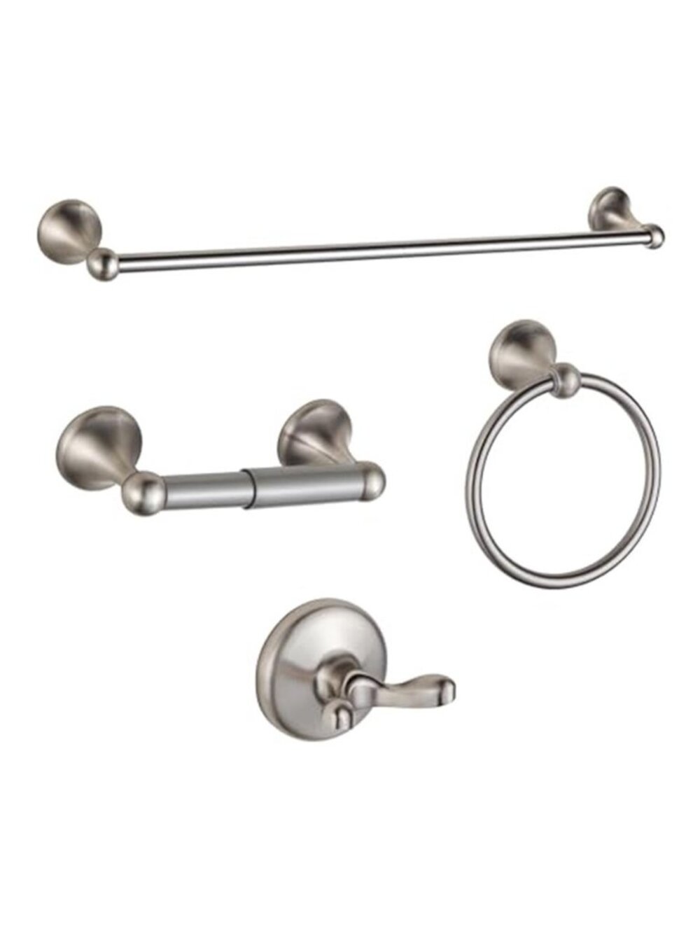 Brushed Nickel Bathroom Hardware Set Towel Bar Ring Hook Toilet Paper Holder